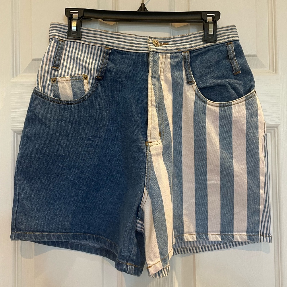 Vintage 90s high waisted patchwork Denim shorts